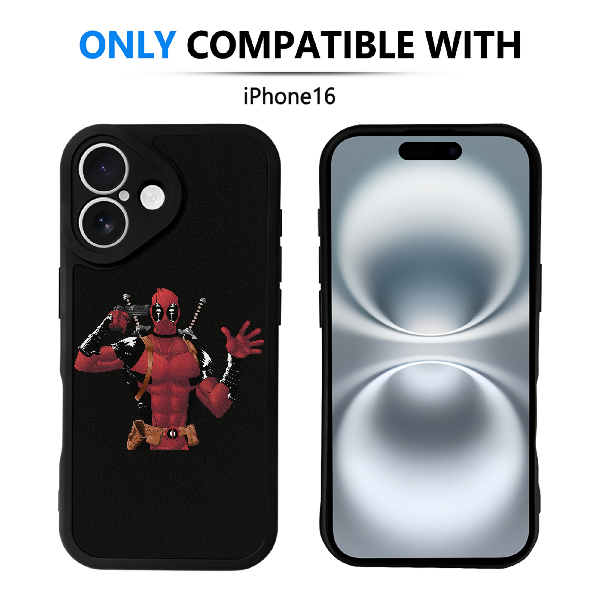（画像用） Deadpool デッドプール 【iPhone 16シリーズ対応】シリコンスマホケース（レザー調） 材質：シリコン